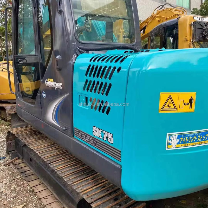 Mavi Renk Orijinal Boya Kullanılmış Kobelco 75 Ekskavatör İkinci El 7.5 Ton