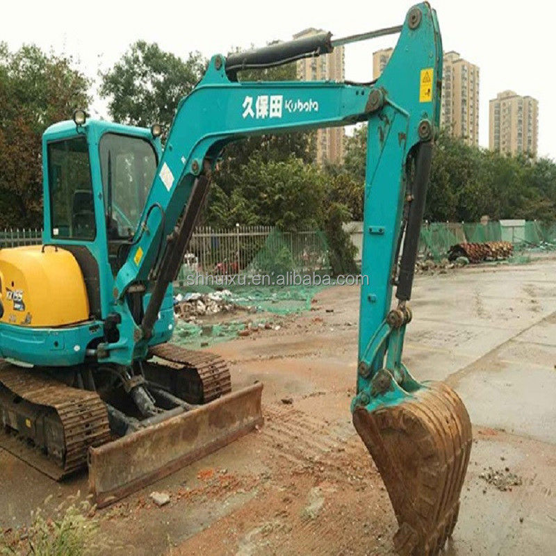 Japonya kalitesi kullanılmış ekskavatör Kubota 155 küçük 5.5 tonluk mini ikinci el sürünen ekskavatör bıçak ve kırıcı hattı ile