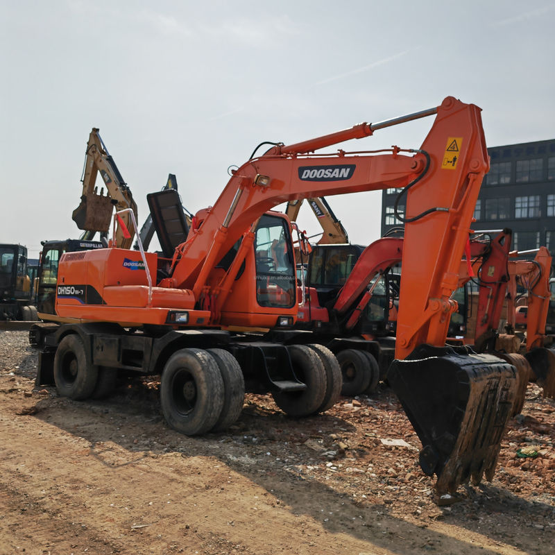 90 Yeni tekerlekli kazıcı ikinci el DOOSAN DH150W-7 Kullanılmış 4 tekerlekli kazıcı