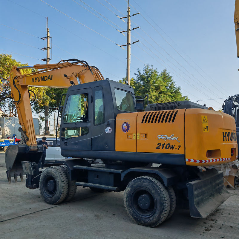 2.1m3 kova kapasitesi kullanılmış tekerlekli kazık makinesi ikinci el Hyundai 210 7 kazık makinesi