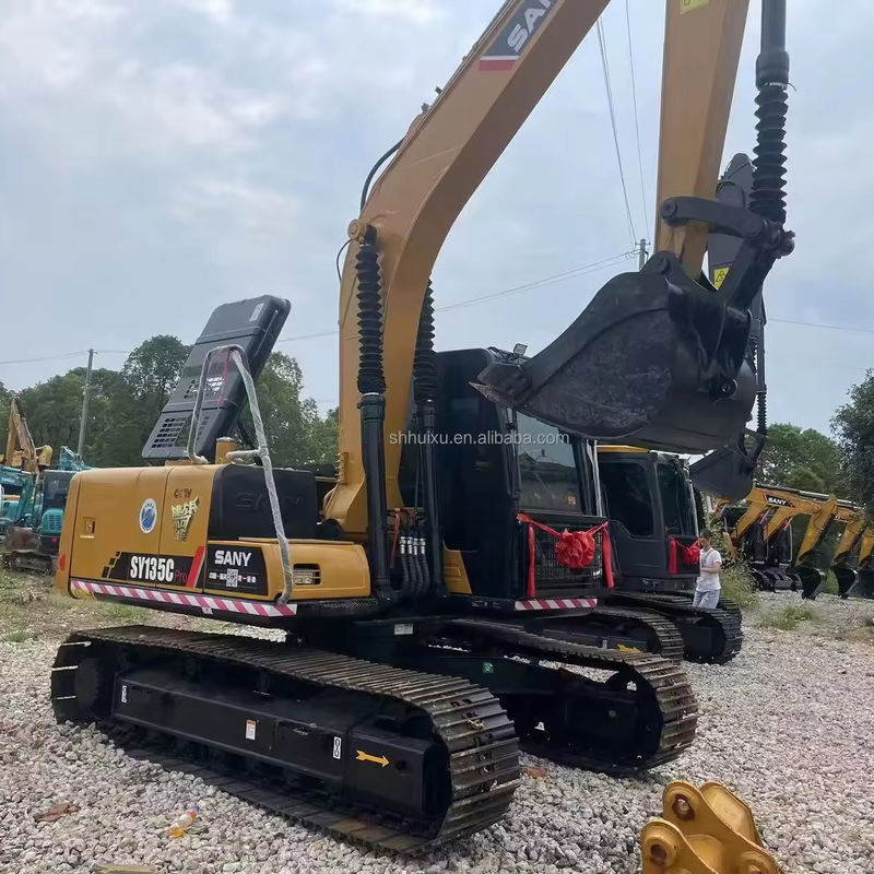 Kullanılmış Crawler Hidrolik Kazıcı Sany 135 Çin Marka EPA Sertifikasyonu İnşaat Makinesi